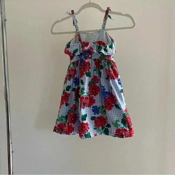Janie and Jack, Size 4T, Blue Gingham Red Flower Dress - Picture 4 of 6